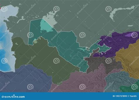 Uzbekistan Borders. Administrative Stock Illustration - Illustration of country, uzbekistan ...