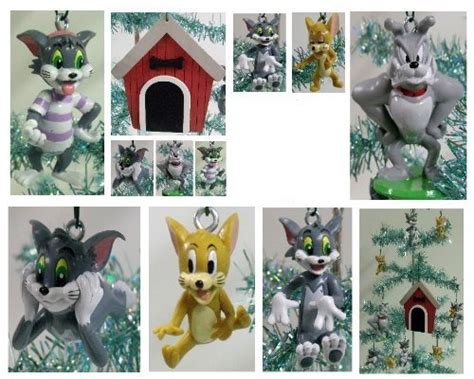 Buy TOM and JERRY 9 Piece Holiday Christmas Tree Ornaments Set Featuring Spikes Dog House, Tom ...