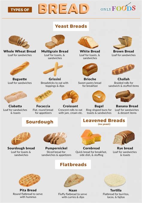 20 of the Most Popular Types of Breads | Artisan bread recipes, Artisan bread, Food infographic