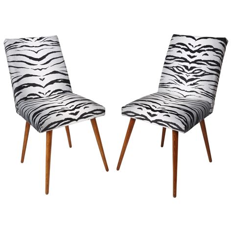 Set of Two 20th Century Black and White Zebra Velvet Chairs, 1960s For Sale at 1stDibs | black ...