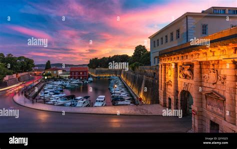 The Land Gate in Zadar at sunset, the main entrance into the city ...