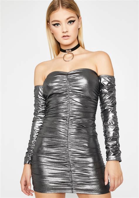 Metallic Mini Dress Silver | Dolls Kill