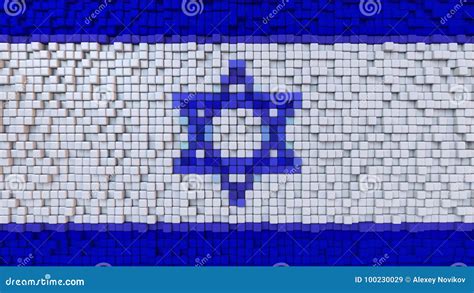 Stylized Mosaic Flag of Israel Made of Pixels, 3D Rendering Stock ...