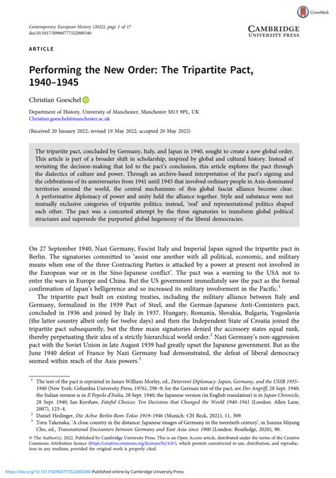 (PDF) Performing the New Order: The Tripartite Pact, 1940–1945