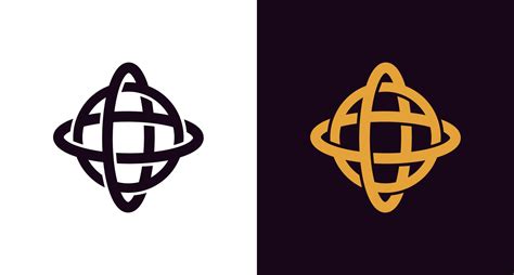 abstract and classic globe logo icon, circular rotation logo, simple ...