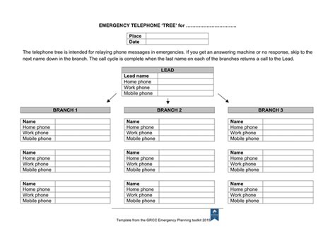 Emergency telephone tree form in Word and Pdf formats