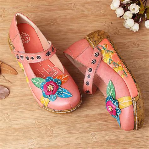 NIS Printed Genuine Leather Flats Women Flat Shoes Woman Spring Retro ...