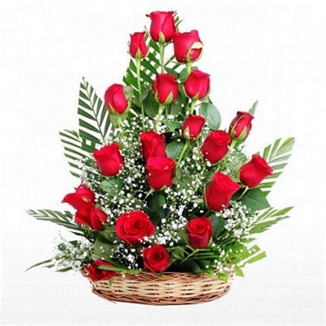 Special Basket Arrangement of 25 Red Roses Fresh Flowers - The FloralMart®