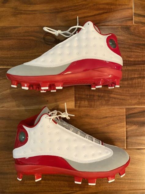 Nike Air Jordan Size 13 Retro Baseball Cleats Cherry Red Grey Toe ...