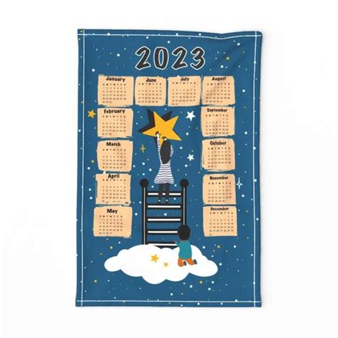 Cute Magical 2023 Calendar Wall Hanging Fabric | Spoonflower