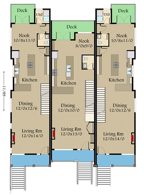 Triplex House Plans Designs