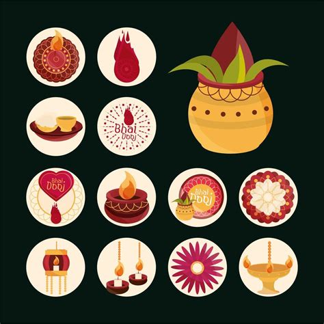 Bhai Dooj celebration icon set 1429680 Vector Art at Vecteezy