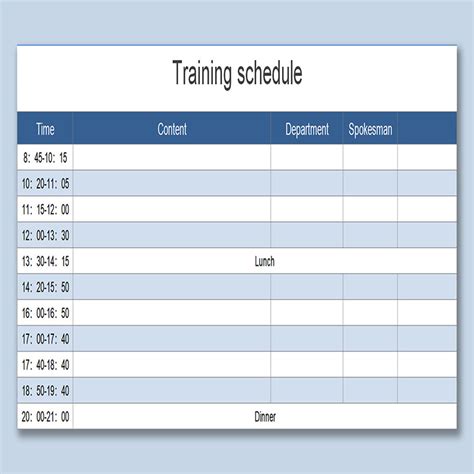 Training Template Excel