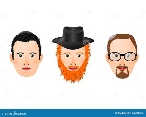 Illustration of Various Faces and Headgear in Jewish Religious M Stock ...