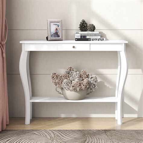 Buy ChooChoo Narrow Console Table for Entryway, Silm Sofa Table with Wood Curved Legs, Tall ...