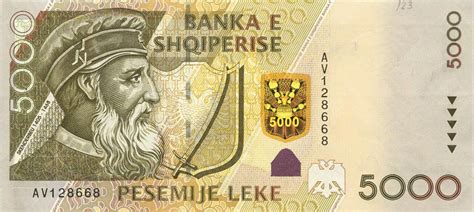 5000 Albanian Lek banknote (Skanderbeg) - Exchange yours for cash