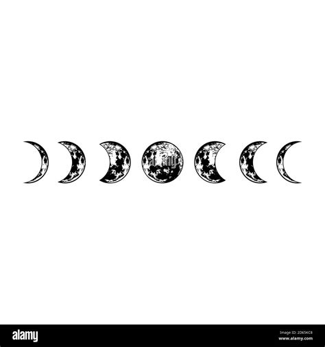 Lunar phases. Vector moon surface. Isolated cosmic silhouette. . Vector ...