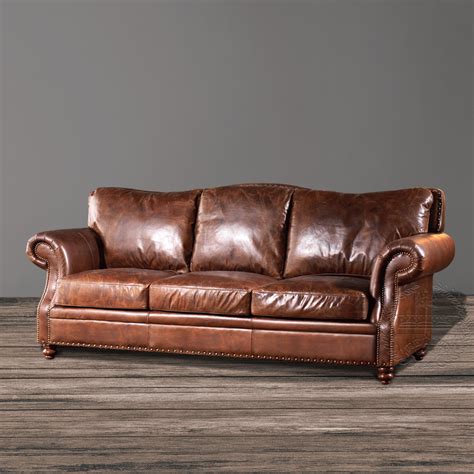 Vintage Leather Sofa,Tan Leather Sofa,Vintage Tan Leather Sofa