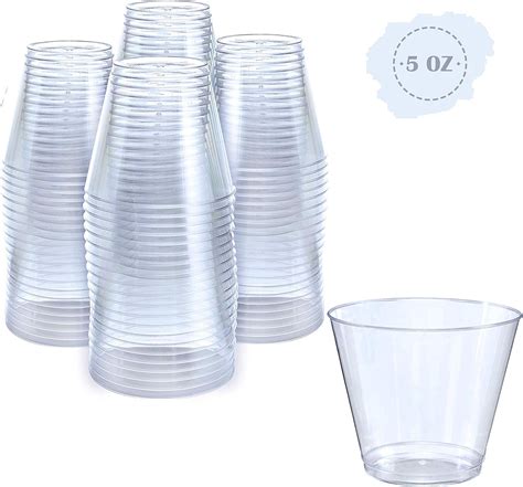 Amazon.com: Small Clear Plastic Cups | 5 oz. 200 Pack | Hard Disposable ...