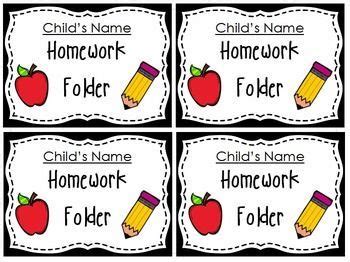 Editable Homework Folder Labels | Homework folder, Homework folder ...