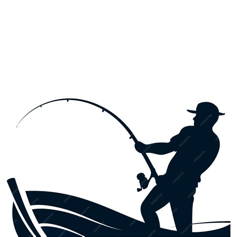 Premium Vector | Silhouette of a fisherman with a fishing rod in a boat ...