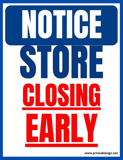 Store Closing Early Sign | FREE Download