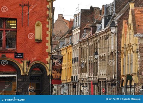 Lille, France. Street View: the Old Town Editorial Stock Image - Image ...