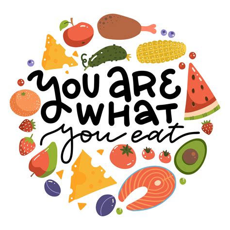 You are what you eat - lettering quote print. The healthy food round ...