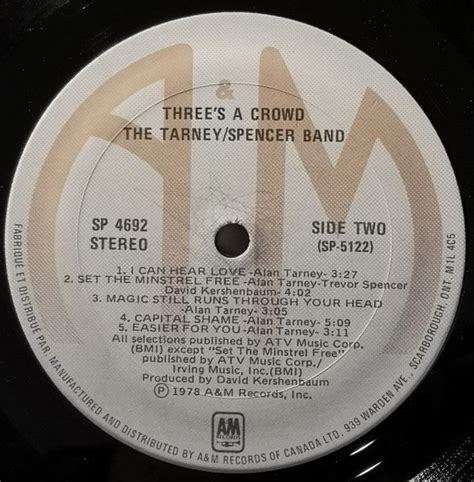 The Tarney/Spencer Band – Three's A Crowd – Vinyl Pursuit Inc