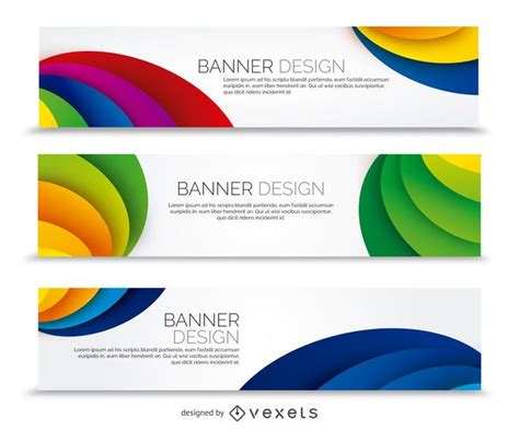 Colorful Banner Set With Curves - Vector Download