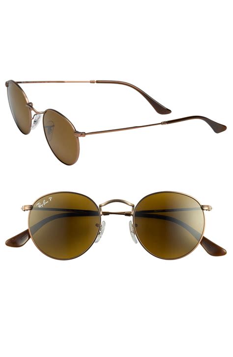 Ray-ban Retro Inspired Polarized Round Metal Sunglasses in Brown (matte light brown) | Lyst