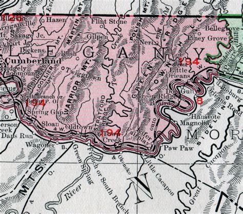 Allegany County, Maryland, Map, 1911, Rand McNally, Cumberland, Frostburg, Westernport