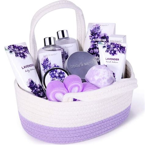 Bath Spa Gift Set, 11Piece Body & Earth Lavender Spa Basket Body Wish Gift, Bath & Skin Product ...