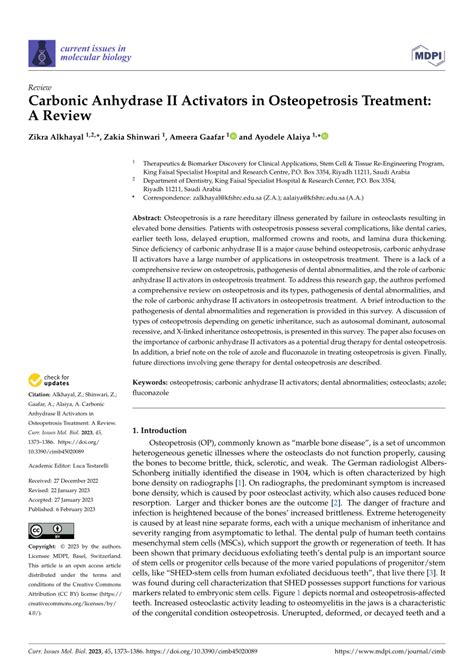 (PDF) Carbonic Anhydrase II Activators in Osteopetrosis Treatment: A Review