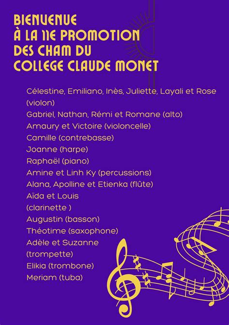 Bienvenue à la 11e promotion | Les CHAM du Collège Claude Monet