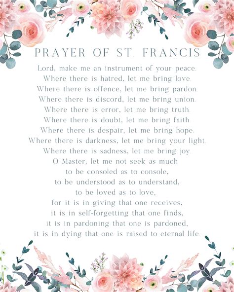 Prayer of St. Francis, Peace Prayer, Digital File Download - Etsy