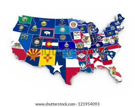 Northeast Region State Flags On 3d Stock Illustration 121954099 - Shutterstock