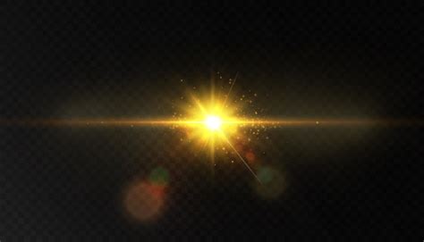 Premium Vector | Bright yellow light effect with rays and many small particles for vector ...