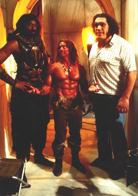 Arnold Schwarzenegger with Wilt Chamberlain and Andrè the Giant on the ...