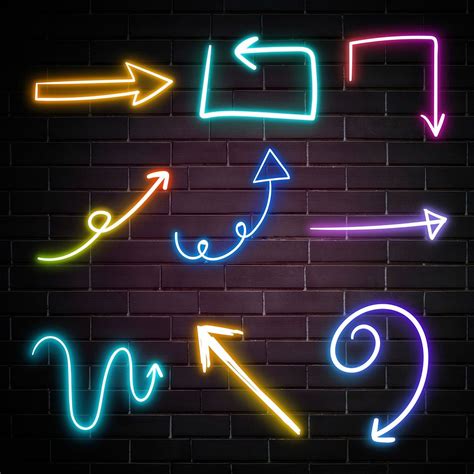 Neon arrows sign set brick | Premium PSD - rawpixel