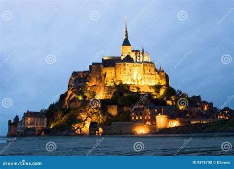 Abbey Le Mont Saint Michel, Night View Stock Photo - Image of fortification, europe: 9378708