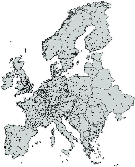 The map of Europe with the marked airports [Source: Own elaboration ...