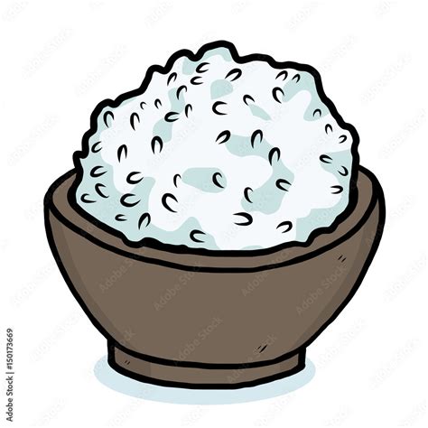 bowl and rice / cartoon vector and illustration, hand drawn style ...