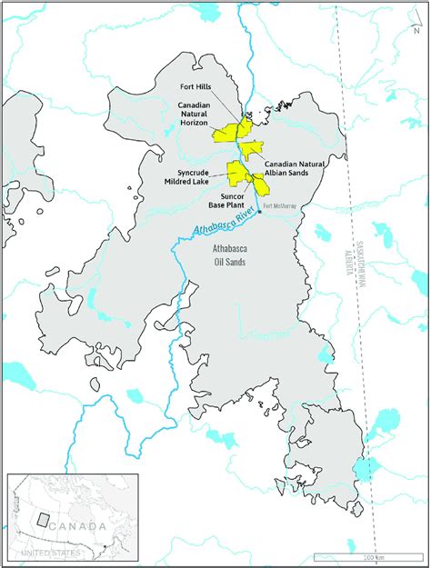 Map of the Athabasca Oil Sands Region created using ArcGIS Pro 2.2 and ...