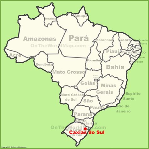 Caxias do Sul location on the Brazil map - Ontheworldmap.com