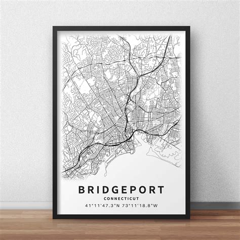 Printable Map of Bridgeport CT Connecticut United States - Etsy