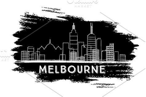 Melbourne Skyline Silhouette. ~ Illustrations ~ Creative Market