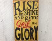 Items similar to Rise And Shine Pallet Sign, Religious Wood Sign ...