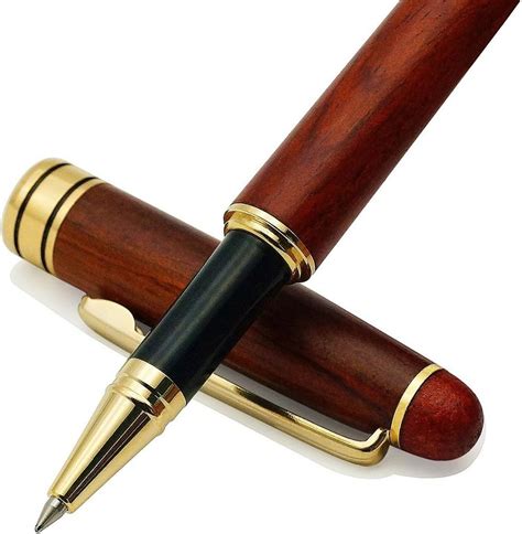 Buy IDEAPOOL Genuine Rosewood Ballpoint Pen Writing Set - Extra 2 Black Ink Refills - Fancy Nice ...