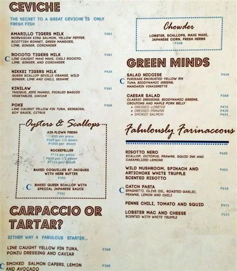 Catch Restaurant Menu, Menu for Catch Restaurant, Salcedo Village, Makati City - Zomato Philippines